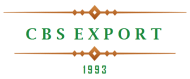 Sigla CBS Export cu text verde și anul 1993 între linii decorative